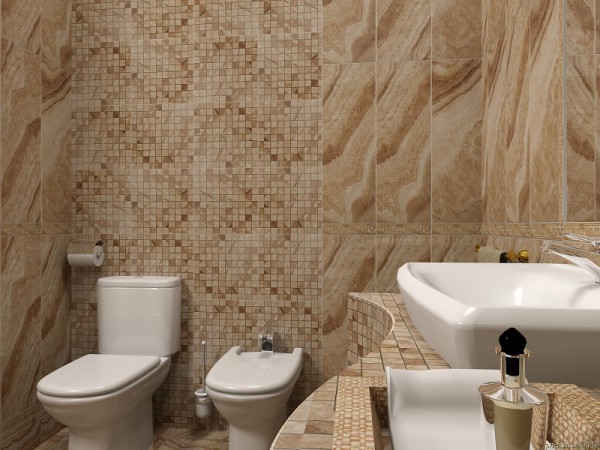 Вставка из мозаики в общий интерьер плитки