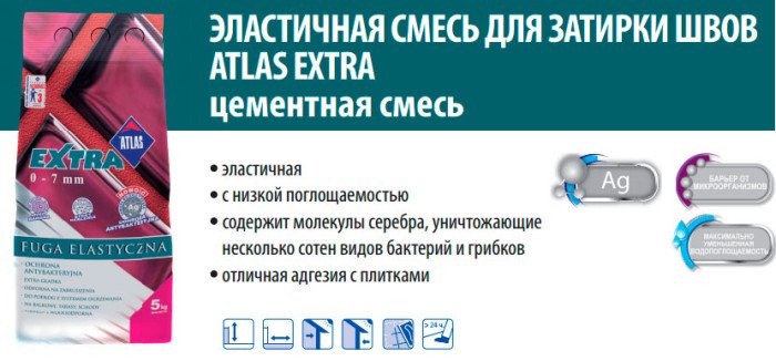 Затирка для узких швов плитки Atlas