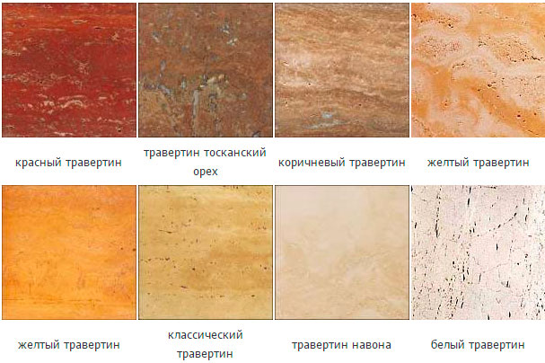 цвета травертинов